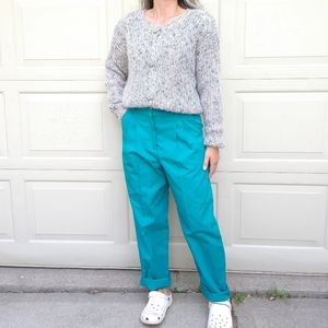 high waisted TEAL GREEN TROUSERS deadstock M